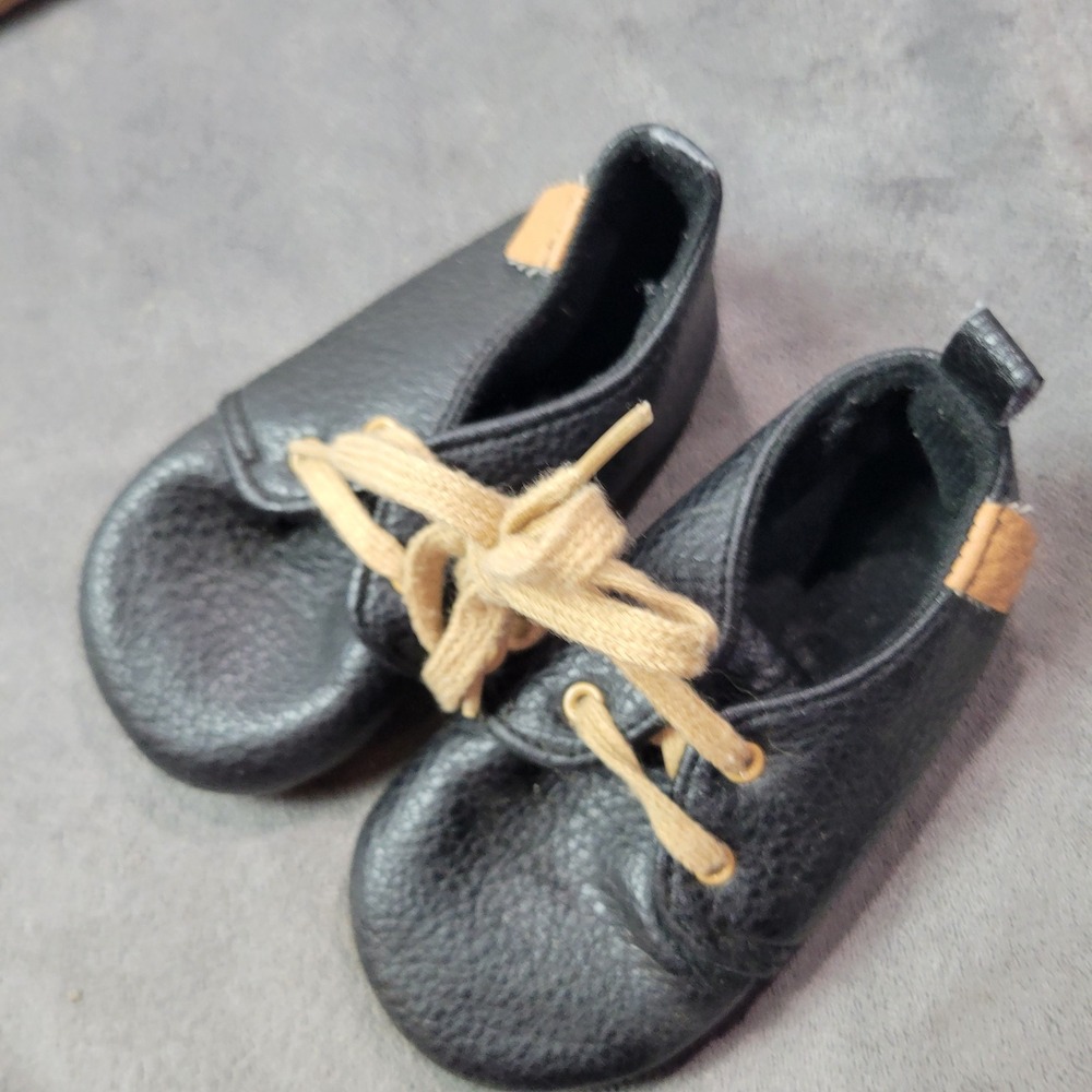 Baby Soft Sole Moccasins Bundle Black White Faux Leather Size 13 5in Minimalist - Picture 3 of 9